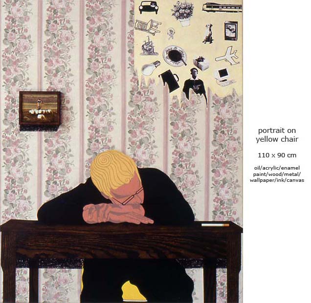 portrait on yellow chair